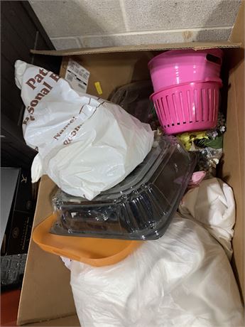 Plastic Bags & Bowls - Pink Baskets - Pink Bucket & More