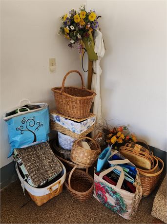 Corner Cleanout: Baskets, Hall Tree, Etc