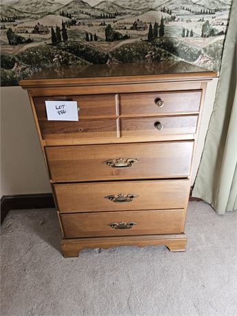 Lea Vintage Wood Dresser with Brass Pulls