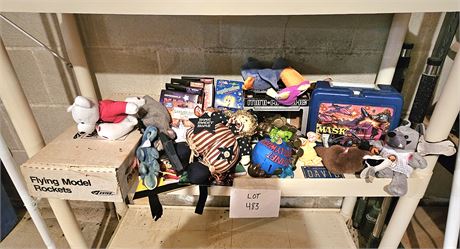 Mixed Toy Lot- 1985 Mask Lunchbox, TY Beanie Babies, Model Rockets & More