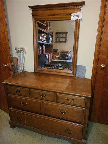 Wood Dresser & Mirror