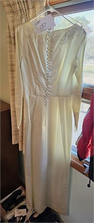 Vintage Handmade Wedding Dress 1950's Lace Victorian Style Flowers