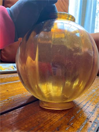 Vintage Hand-Blown Amber Glass Lamp Globes & Milk Glass Globe Lot