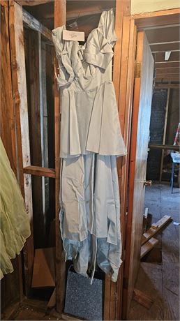 Vintage Prom/Ballroom Light Blue Satin Gown