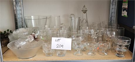 Mixed Clear Glass Lot : Drinking Glasses / Bowl & More