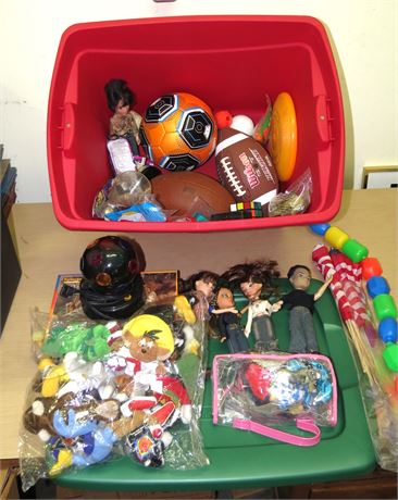 Tote Of Toys, Balls, Dolls, Etc