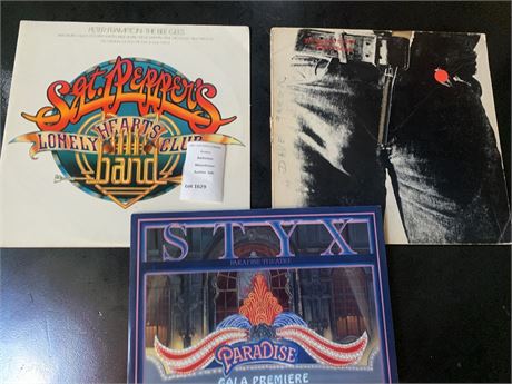 Record Album Lot -  Styx, The Rolling Stones, Sgt. Peppers LH Club Band