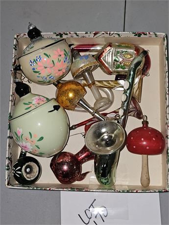 Vintage Christmas Ornament Figurals:Italy/Poland/Musical Instruments/Teapots