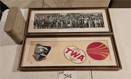 Framed TWA, Wings Of Mercy Patches & 1977 Redken's Sales Photo