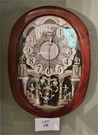 Rhythm Clock "Grand Encore II" Magic Motion Clock With Solid Wood Frame Battery
