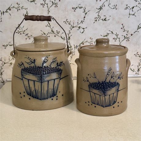 Salmon Falls Stoneware Covered Crock & Bean Pot