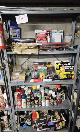 Heavy Duty Metal Shelf with Loads of Spray Paint/Paint Supplies + Much More