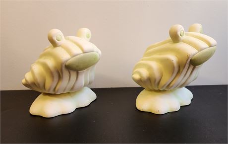 Painted Ceramic Bisque "Made in Portugal" Set of Frogs