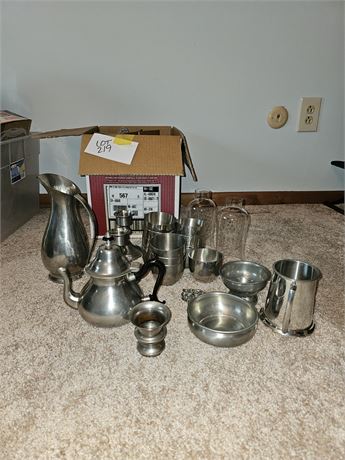 Revere Pewter Cups/Holland Pewter Pitcher & Teapot + More