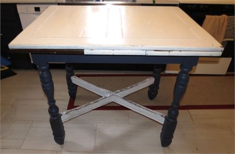 Vintage Wood Table With Side Leafs