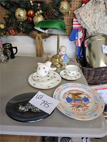 Mixed Home Decor: Collector Plates / Cups & Saucers / Table Lamp & More