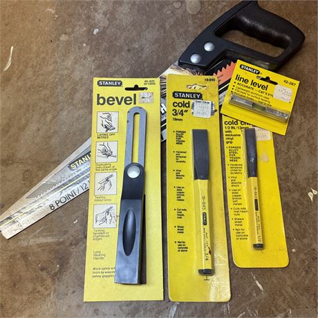 New Stanley Tools Bundle - Cold Chisels, Bevel and Compass Saw
