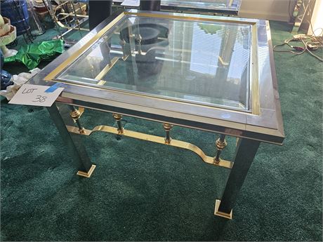 Brass/Silver & Beveled Glass Top End Table