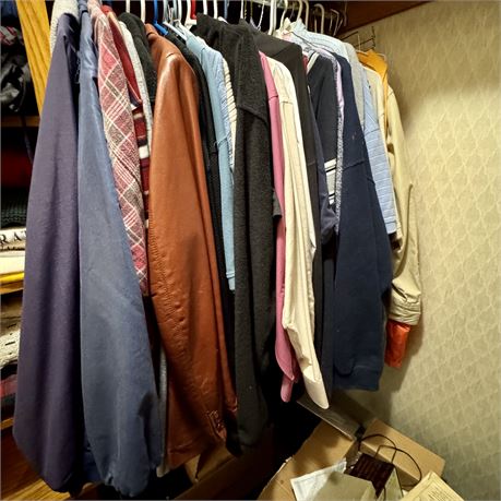 Left Side Hanging Closet Cleanout - Men's Jackets, Shirts, Ties, Etc.