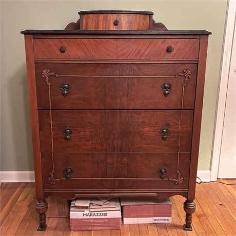 Domico Antique Victorian Tall Boy 4-Drawer Dresser