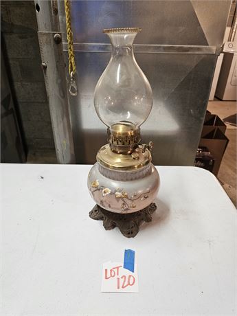 Hand Painted Antique Oil Lamp