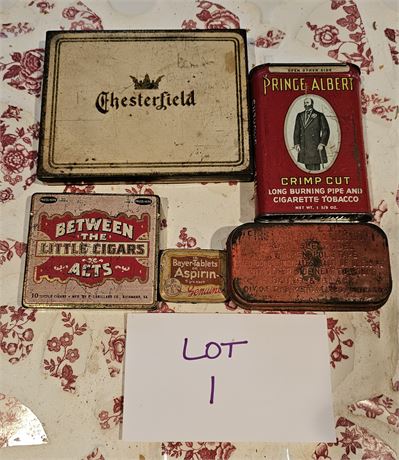 Vintage/Antique Tins- Bayer, Acts, Chesterfield & More