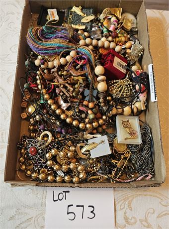 Large Flat of Mixed Costume Jewelry - Makers, Age, Styles & Colors Vary