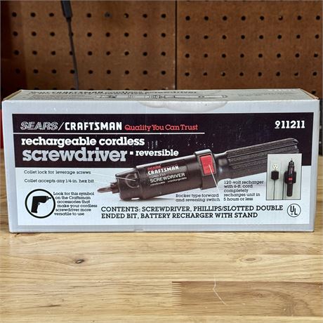 New Sears Craftsman Rechargeable Cordless Screwdriver Reversible