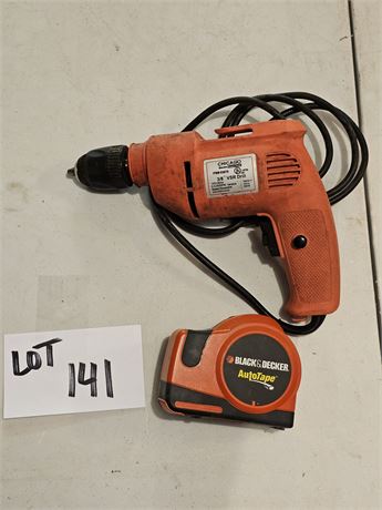 Chicago Tools Electric Hand Drill & Black & Decker Auto Tape