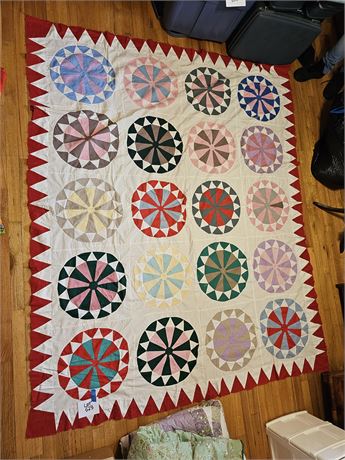 Mandala Pattern Vintage Handmade Quilt Top (TOP ONLY)