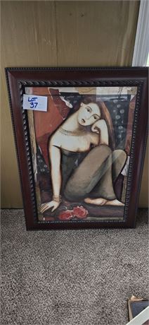 Women with Red Rose" art