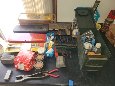 Table Full of Gun Supplies / Cleaning Kits / Molds / Solder & More