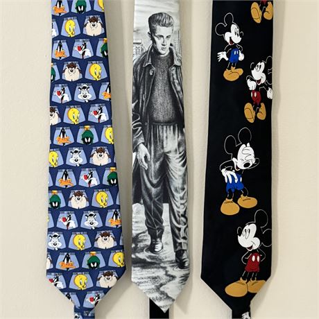 Vintage Disney, Looney Tunes and James Dean Novelty Ties