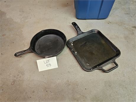 Cast Iron No# 8 Skillet & Lodge Cast Griddle