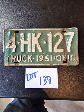 Vintage 1961 Ohio Truck License Plate