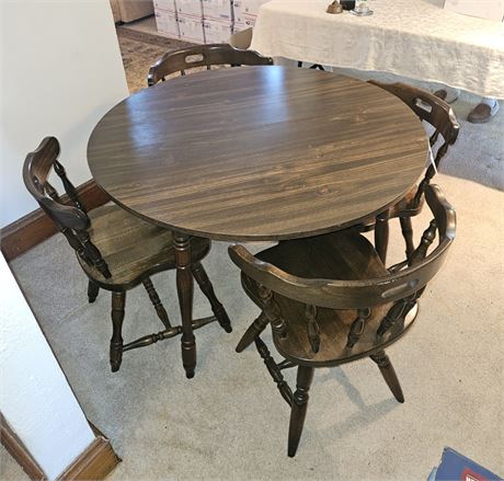 Wood Round Kitchen Table with 4 Chairs