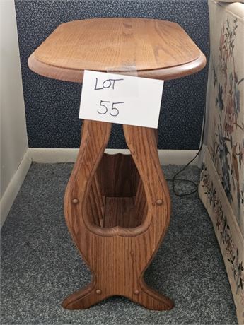 Wood End Table With Magazine Rack