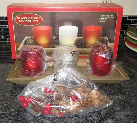 Glass Candle Holder Set