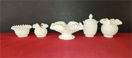 Assortment of milk glass