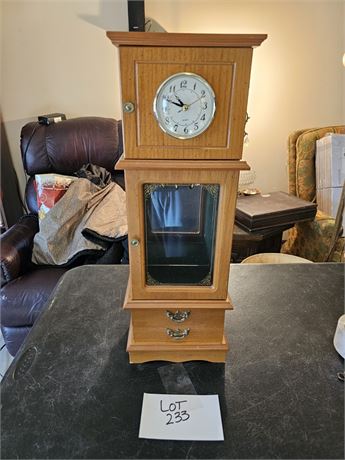 Wood Quartz Clock Jewelry Box