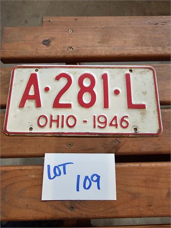 Vintage 1946 Ohio License Plate