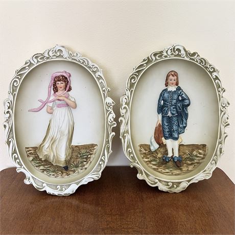 Lefton China Porcelain Wall Plaques - 8 3/8"H
