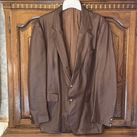 Men's Zerimar Brown Piel-Leather Jacket - Approx. Size Medium (No Size Tag)