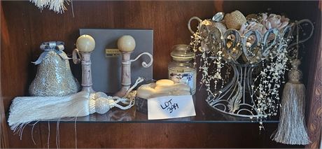Mixed Home Decor – Candles, Metal Basket, Candle Holders, and More