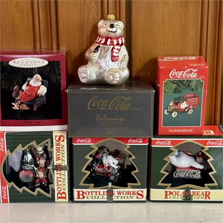 Mixed Coca-Cola Ornaments w/ Glass Polar Bear Polonaise
