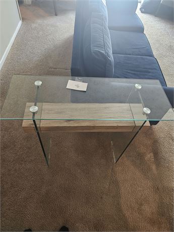 Glass Top Faux Wood Couch Table Perigold