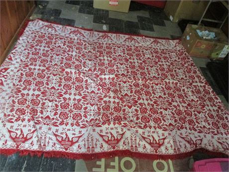 Colonial Williamsburg Red & White Heavy Woven Cotton Bed Spread