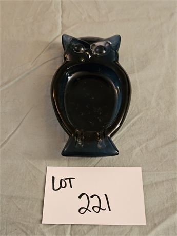 Vintage Viking Cobalt Blue Glass Owl Ashtray