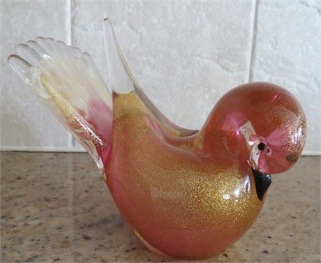 Murano Art Glass Signed Bird Figurine