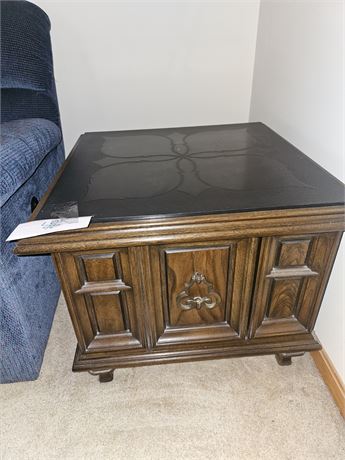 Vintage Wood Square End Table